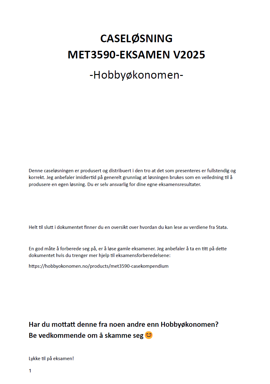 Caseløsning Vår 2025 + Casekompendium