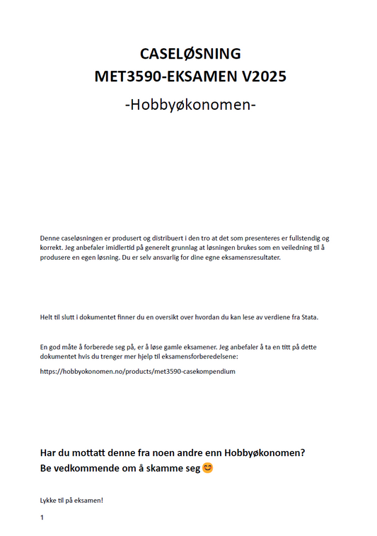 Caseløsning Vår 2025 + Casekompendium